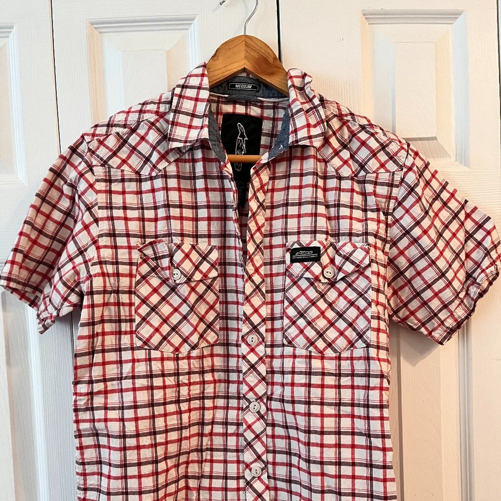 Men's Plaid Short Sleeved Button Up Shirt
